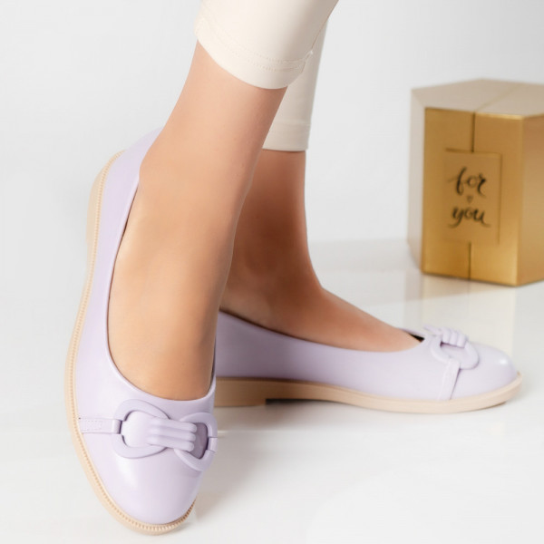 Лилави кожени балетни обувки nurman