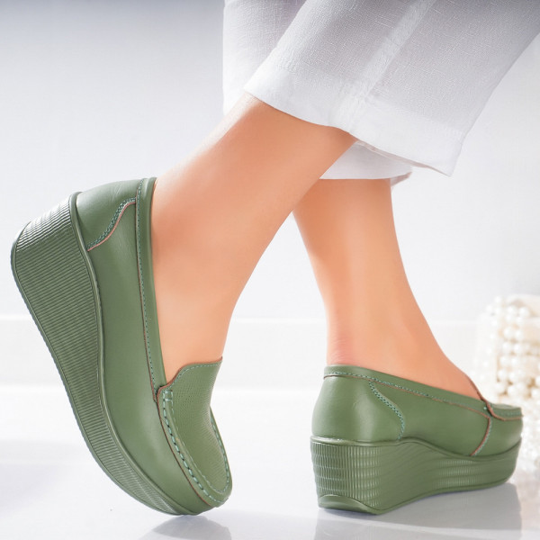 Обувки на платформа от естествена кожа Dominica Зелен