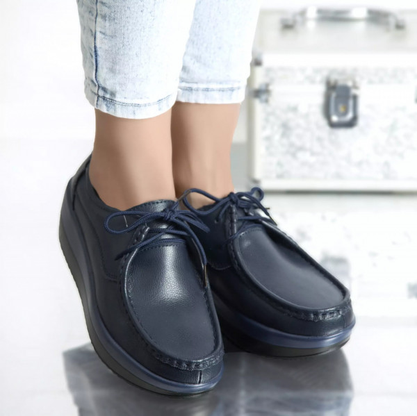 Обувки с платформа lyllay navy от естествена кожа