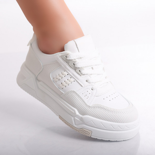 Aislin Ladies Λευκό Οργανικό Δερμάτινο Sneakers