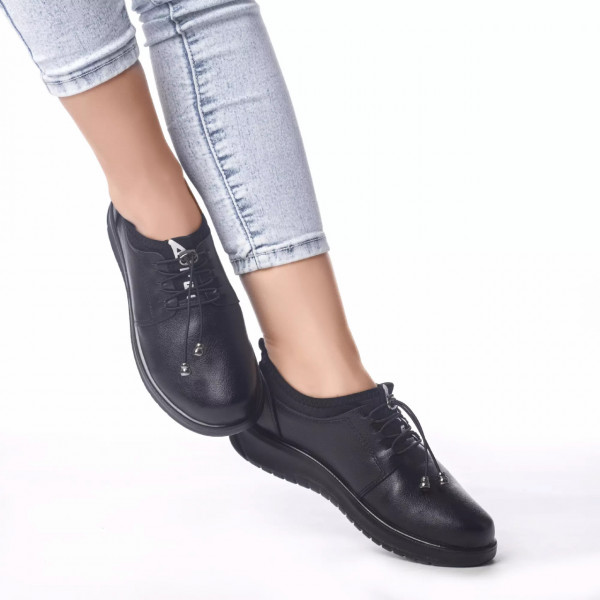 Casual παπούτσια veronica μαύρο δέρμα