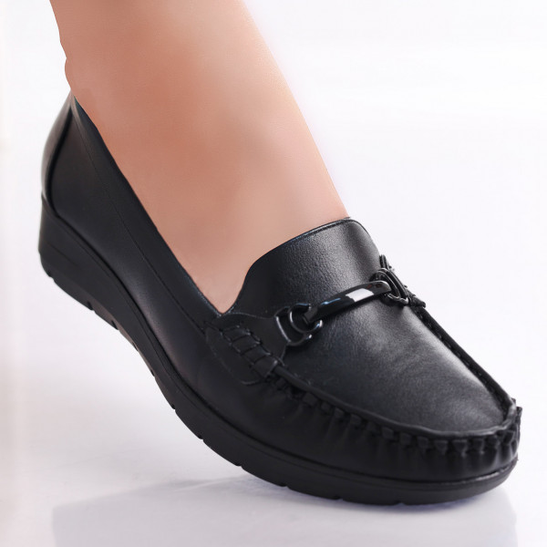 Enasa Γυναικεία Μαύρα Παπούτσια Casual από Οικολογικό Δέρμα