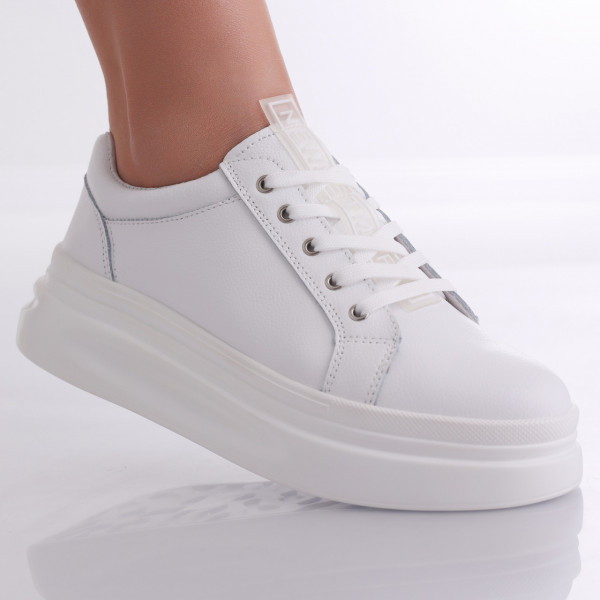 Evoya γυναικεία παπούτσια Casual Λευκό Φυσικό Δέρμα