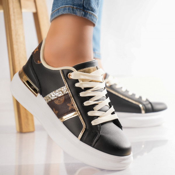 Miki Ladies Μαύρο Μαύρο Οργανικό Δερμάτινο Sneakers