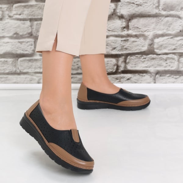 Pantofi dama casual Negri/maro din Piele Ecologica Molica