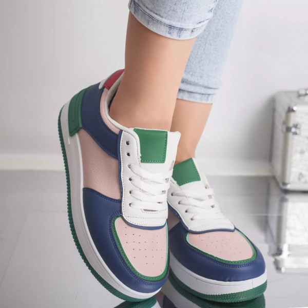 Pantofi sport holly albastru-verde piele ecologica