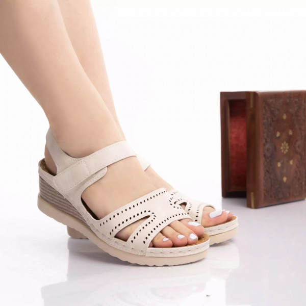 Sandale cu platforma jimena bej piele ecologica