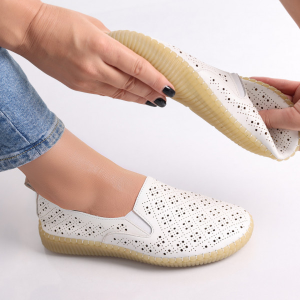 Sovani Дамски обувки от бяла екологична кожа за ежедневието