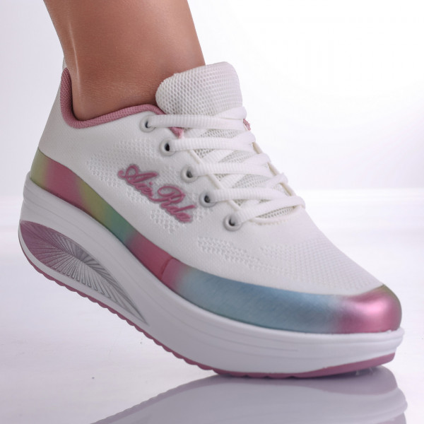 Γυναικεία λευκά/ροζ sneakers από την Textil Riana