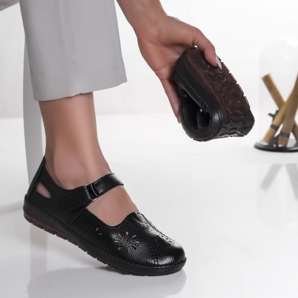 Γυναικεία μαύρα casual παπούτσια από φιλικό προς το περιβάλλον δέρμα taif