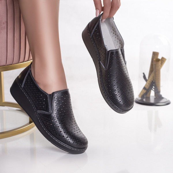 Γυναικεία μαύρα casual παπούτσια από φυσικό δέρμα sifar