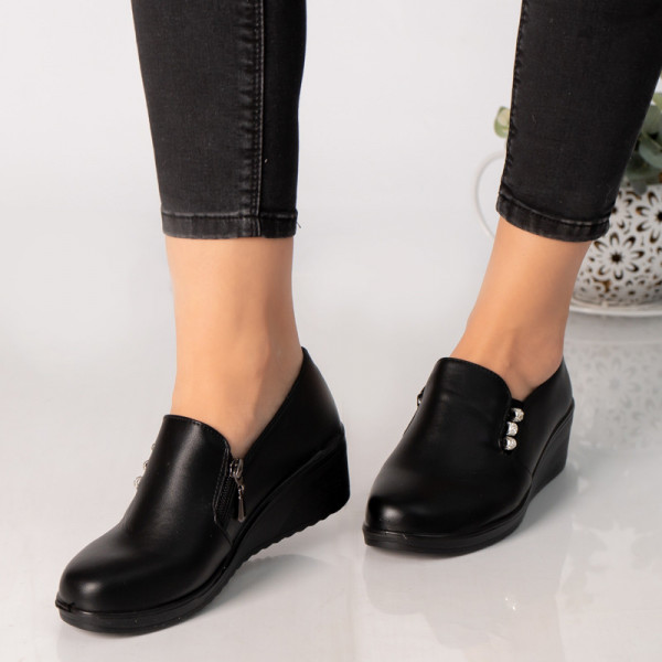 Γυναικεία παπούτσια πλατφόρμα μαύρο eco δέρμα alka