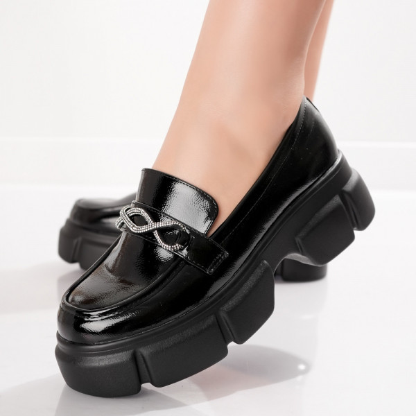 Γυναικεία casual παπούτσια Μαύρο Enna Οικολογικό Δέρμα με κορδόνια