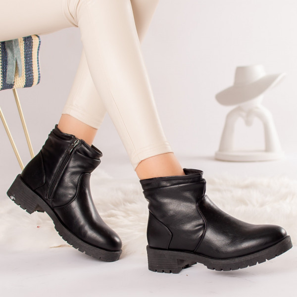 Γυναικείες μαύρες μπότες erika eco με δερμάτινη επένδυση