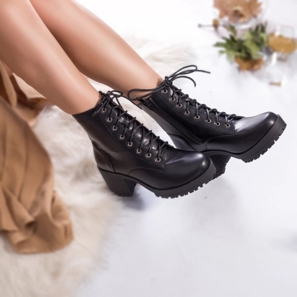 Γυναικείες μπότες με επένδυση eco leather hailey μαύρο