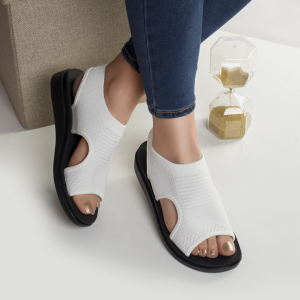 Дамски бели сандали niri от текстил без ток