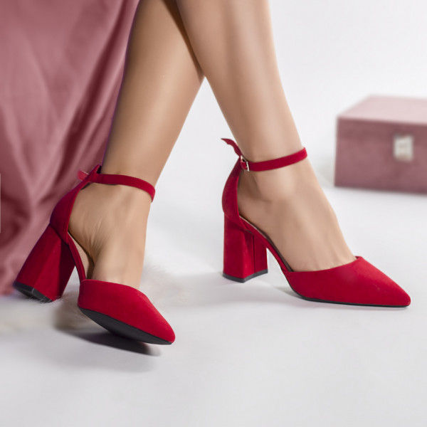 Дамски обувки еко велур червени sonea