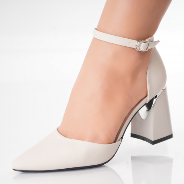 Дамски обувки Oriana със сив ток от екологична кожа
