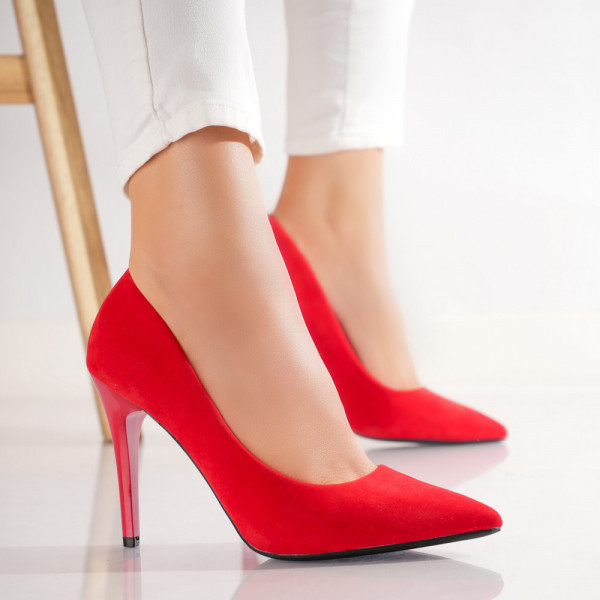 Дамски червени обувки на ток от еко кожа в Intoarsa Naya