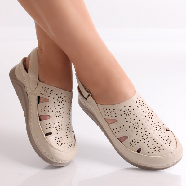 Cadida Ladies Beige Eco Leather Casual Shoes