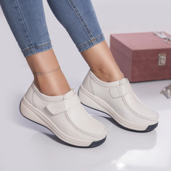 Casual παπούτσια alya φυσικό δέρμα λευκό
