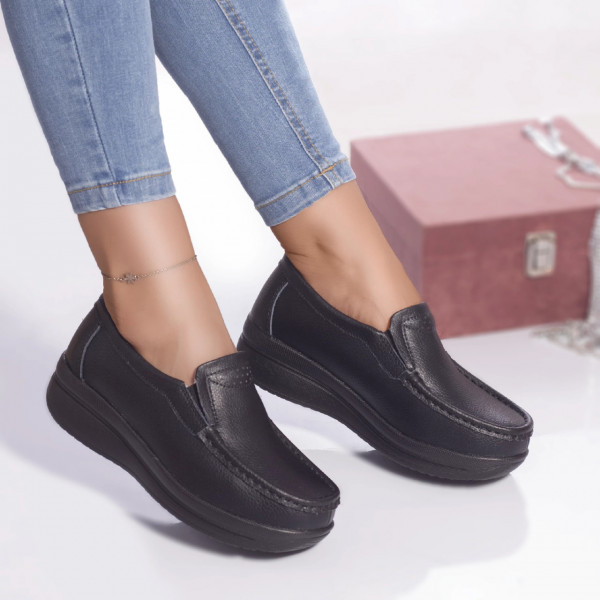 Casual παπούτσια savannah φυσικό δέρμα μαύρο