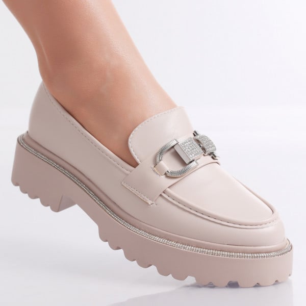 Emba Ladies Beige Eco Leather Casual Shoes