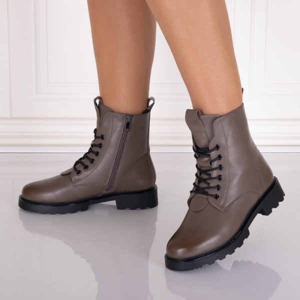 Ghete dama Imblanite Gri din Piele Ecologica Ajonya