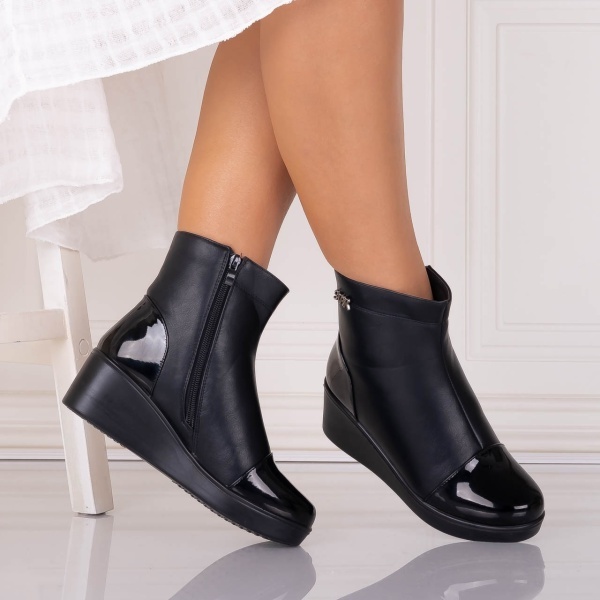 Ghete Dama Imblanite Negre din Piele Ecologica Adreina