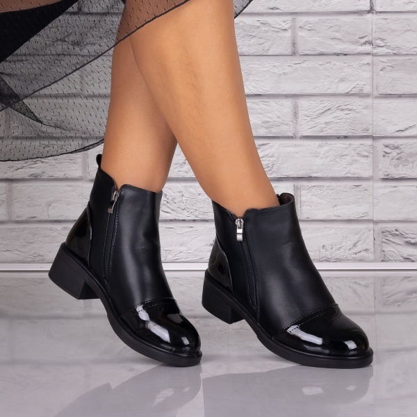 Ghete Dama Imblanite Negre din Piele Ecologica Alanie