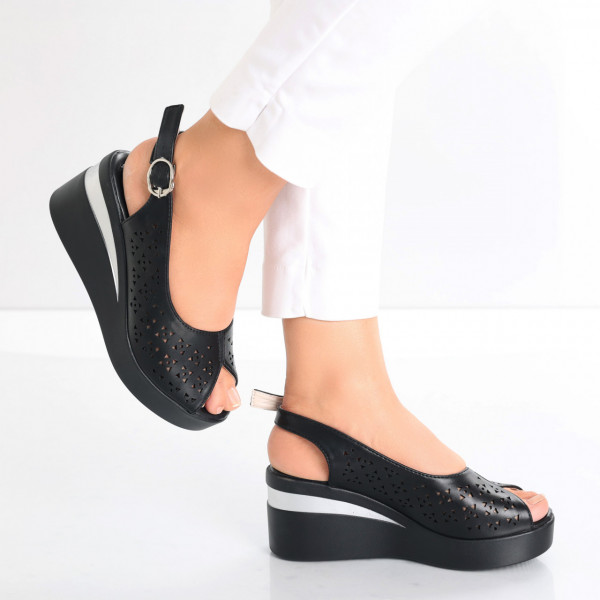 Izela Дамски сандали на платформа Black Eco Leather