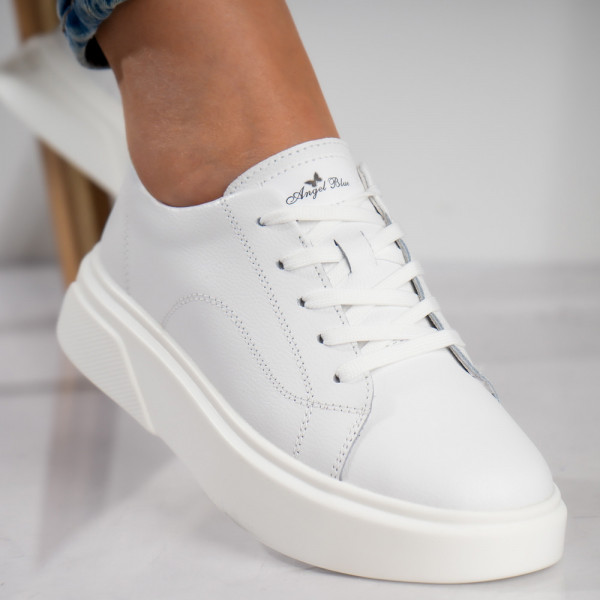 Ladies' Casual White Natural Leather Shoes Agreta