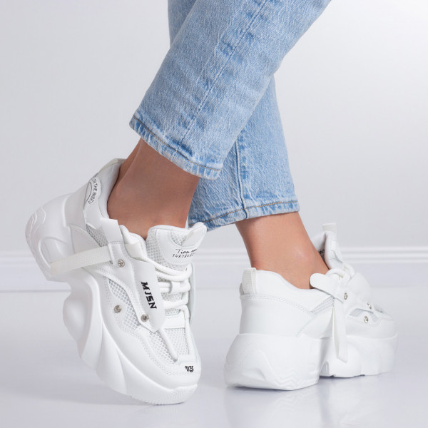 Ladies' Sneakers White Organic Leather Alisar Λευκό Οργανικό Δέρμα
