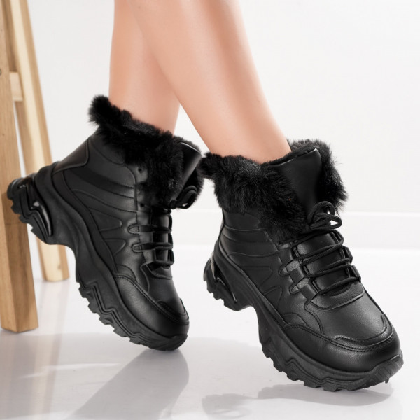 Lagova γυναικεία μαύρα δερμάτινα αθλητικά παπούτσια