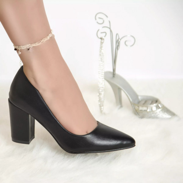 Mariah παπούτσια με τακούνι μαύρο δέρμα