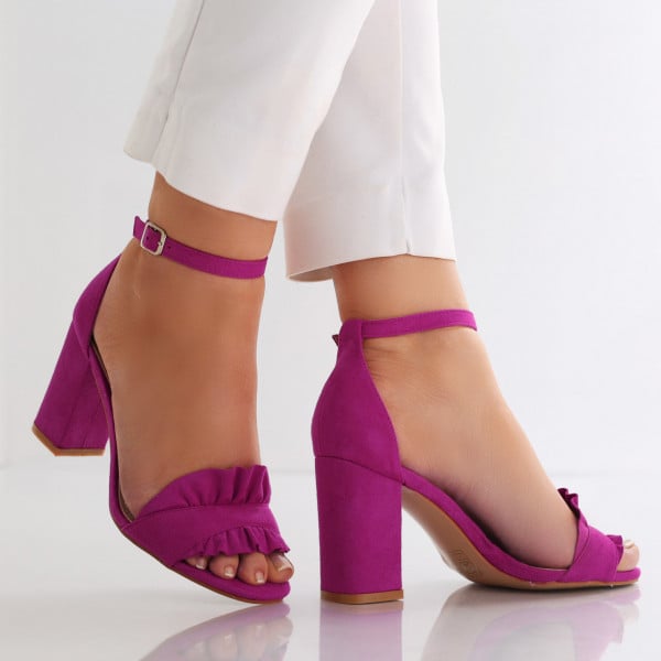 Nusya Ladies' Purple Eco Leather Σανδάλια με τακούνι