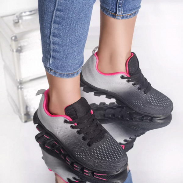 Scarlett αθλητικά παπούτσια μαύρο-ροζ ύφασμα