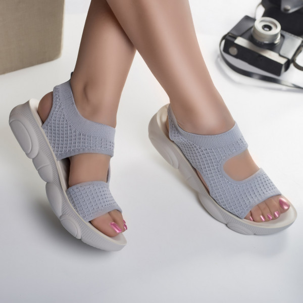 Tasha сиви текстилни сандали без ток за жени