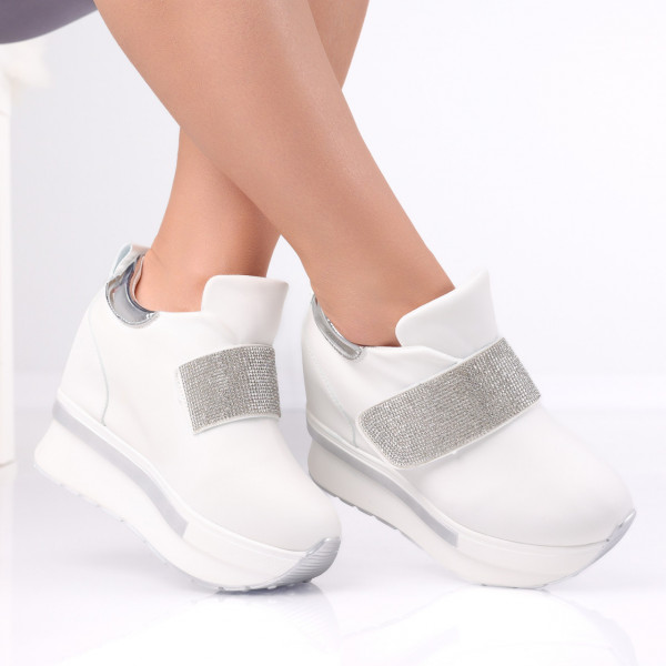Γυναικεία αθλητικά παπούτσια με πλατφόρμα Λευκό Organic Leather Orea