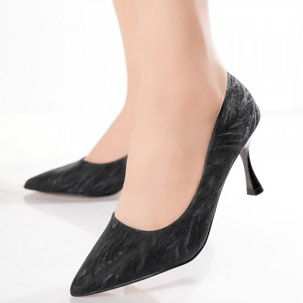 Γυναικεία μαύρα παπούτσια σε Lujten Glittery Textile