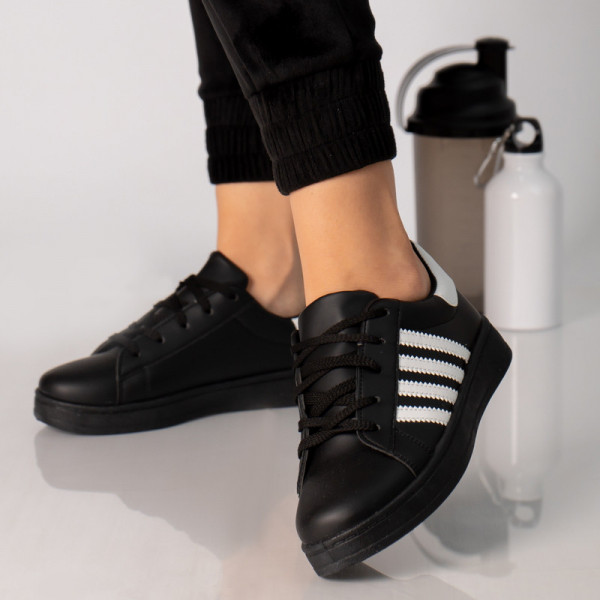 Γυναικεία μαύρα sneakers eco leather rinad