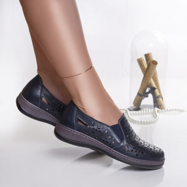 Γυναικεία casual ναυτικό μπλε φυσικά δερμάτινα παπούτσια juiter