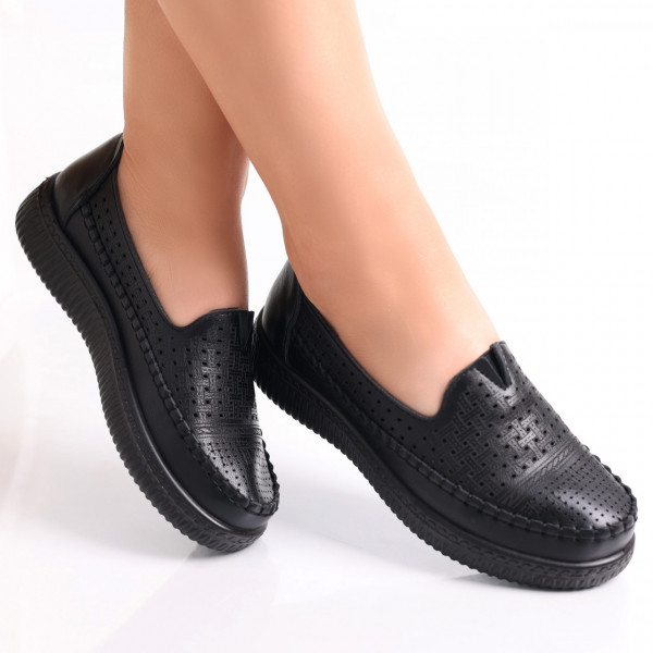 Γυναικεία casual παπούτσια Μαύρα σε οικολογικό δέρμα Garena