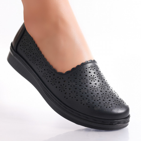 Γυναικεία casual παπούτσια Μαύρα σε οικολογικό δέρμα Nayli