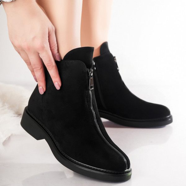 Γυναικείες μαύρες υφαντές δερμάτινες μπότες Doina