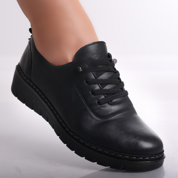 Κυρίες casual παπούτσια Μαύρα σε Οικολογικό Δέρμα Idania