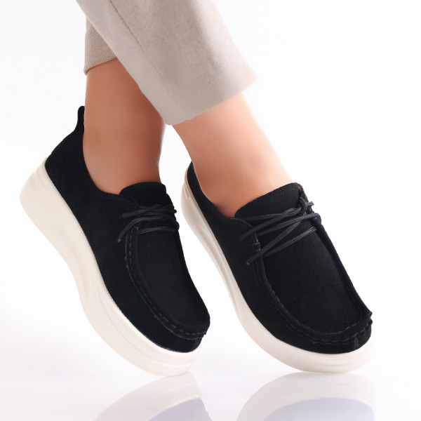 Κυρίες casual παπούτσια Μαύρο Φυσικό δέρμα Turned Derina