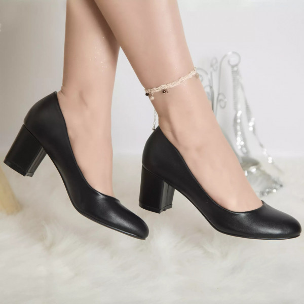 Μαύρα παπούτσια με τακούνι camila από eco leather