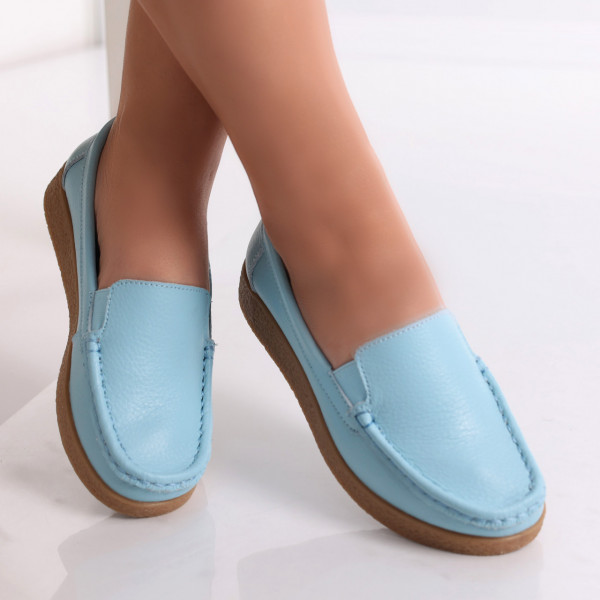 Дамски ежедневни обувки Blue Leather Naturala Danina