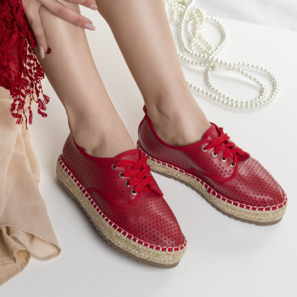 Дамски ежедневни червени обувки от естествена кожа vuida